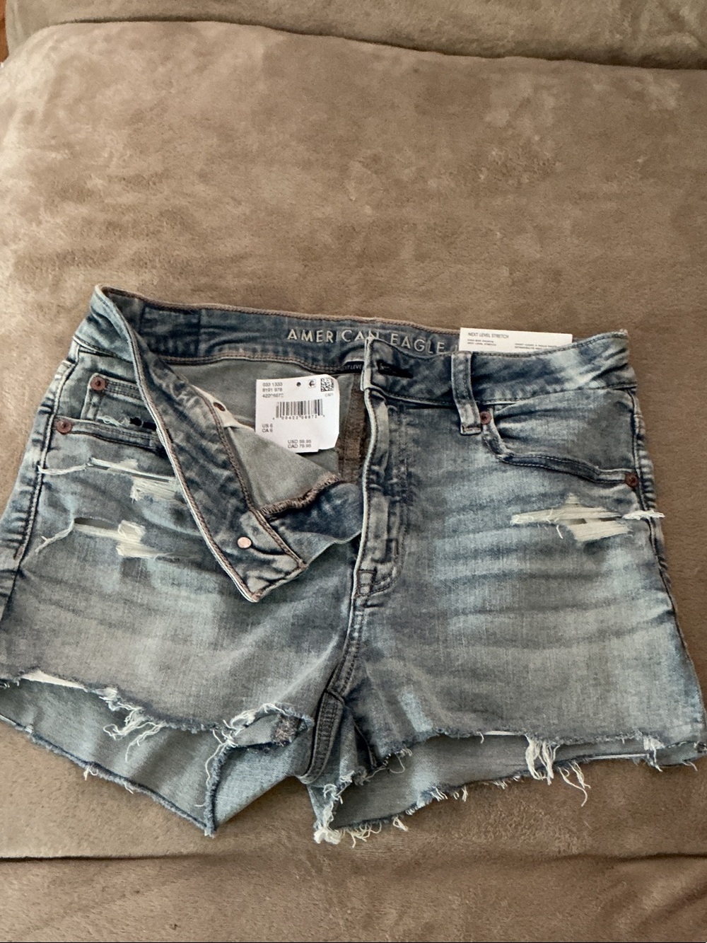 American Eagle Outfitters Light Blue Distressed Denim Shorts